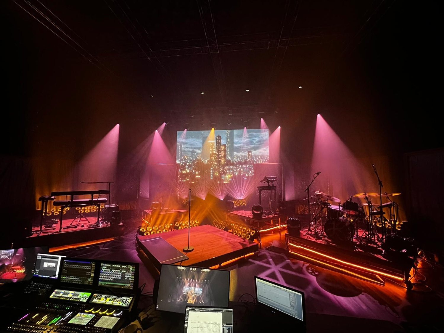 Music Production in Studios including lighting, rigging and sound